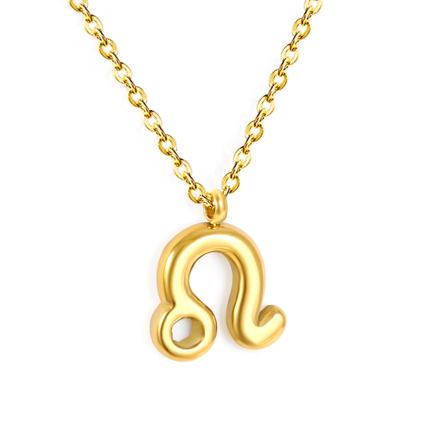 Aries/Taurus/Gemini/Cancer/Leo/Virgo/Libra/Scorpio/Sagittarius/Capricorn/Aquarius/Pisces Bubble Constellation Pendant 0.3 Cross Chain 40+5cm+6mm Round Tag Necklace Gold asonjewelry